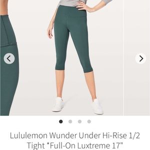 Lululemon Athletica Teal Wunder Under Hi-Rise Crop Leggings